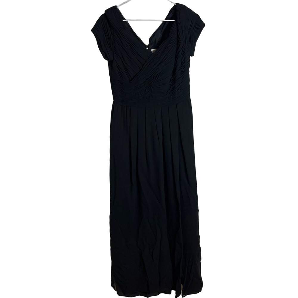 Oleg Cassini Black Tie Vintage Silk Asymmetrical Maxi Gown Sz 6 Feminine Formal